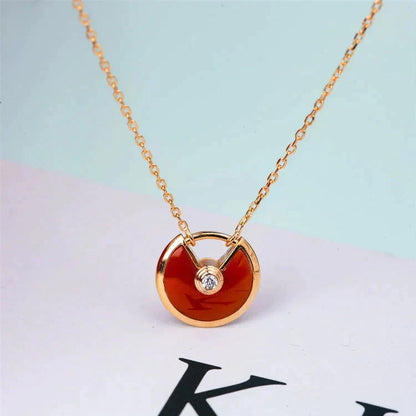 [Zalyn Jewelry ]AMULETTE GOLD CARNELIAN ONYX NECKLACE