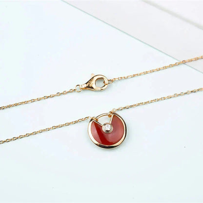 [Zalyn Jewelry ]AMULETTE GOLD CARNELIAN ONYX NECKLACE