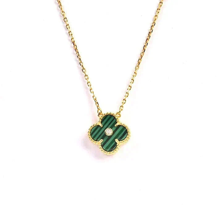 [Zalyn Jewelry ]CLOVER 15MM DIAMOND TURQUOISE NECKLACE