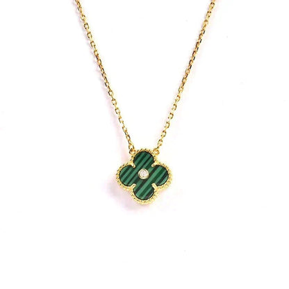 [Zalyn Jewelry ]CLOVER 15MM DIAMOND TURQUOISE NECKLACE