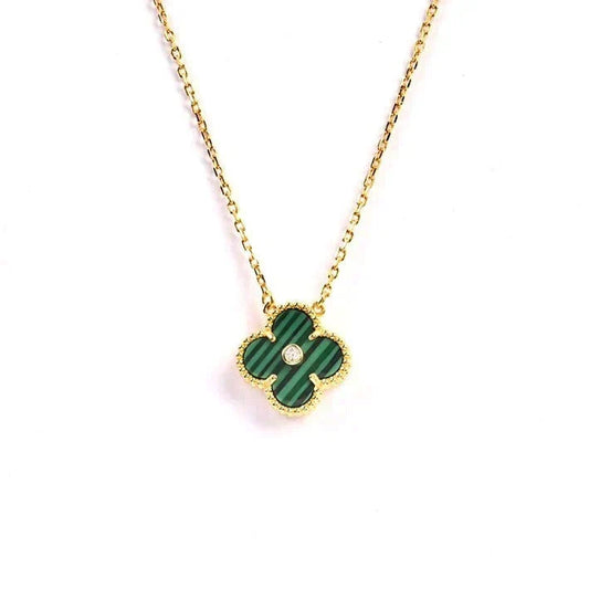 [Zalyn Jewelry ]CLOVER 15MM DIAMOND TURQUOISE NECKLACE