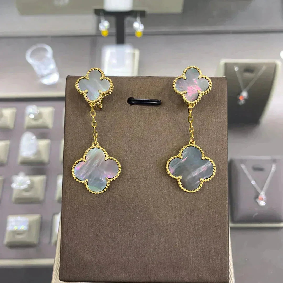 [Zalyn Jewelry ]CLOVER 2 MOTIFS  EARRINGS (MULTIPLE CHOICESC
