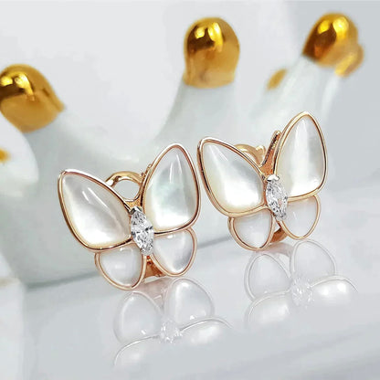 [Zalyn Jewelry ]BUTTERFLY MOP DIAMOND EARRINGS