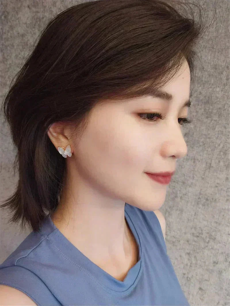 [Zalyn Jewelry ]BUTTERFLY MOP DIAMOND EARRINGS