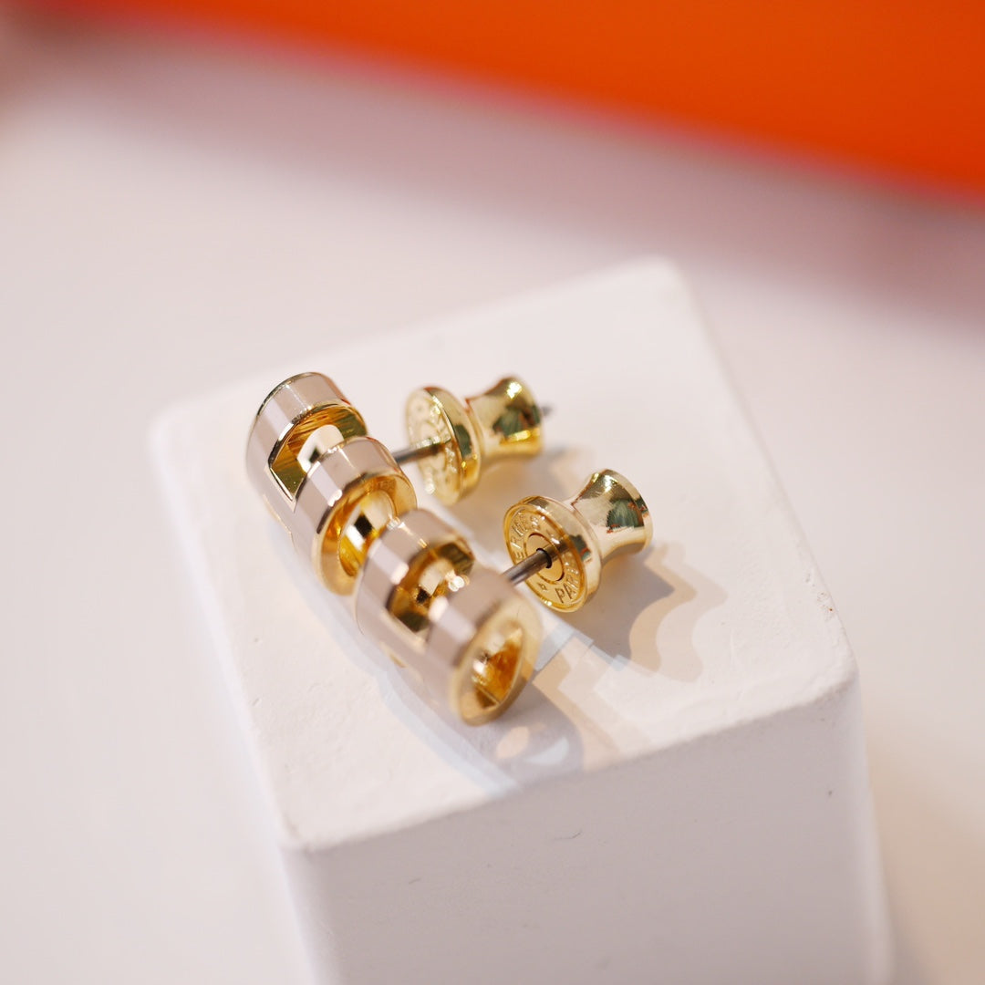 [Zalyn]MINI POP H GOLD EARRINGS GREY