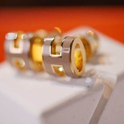 [Zalyn]MINI POP H GOLD EARRINGS GREY