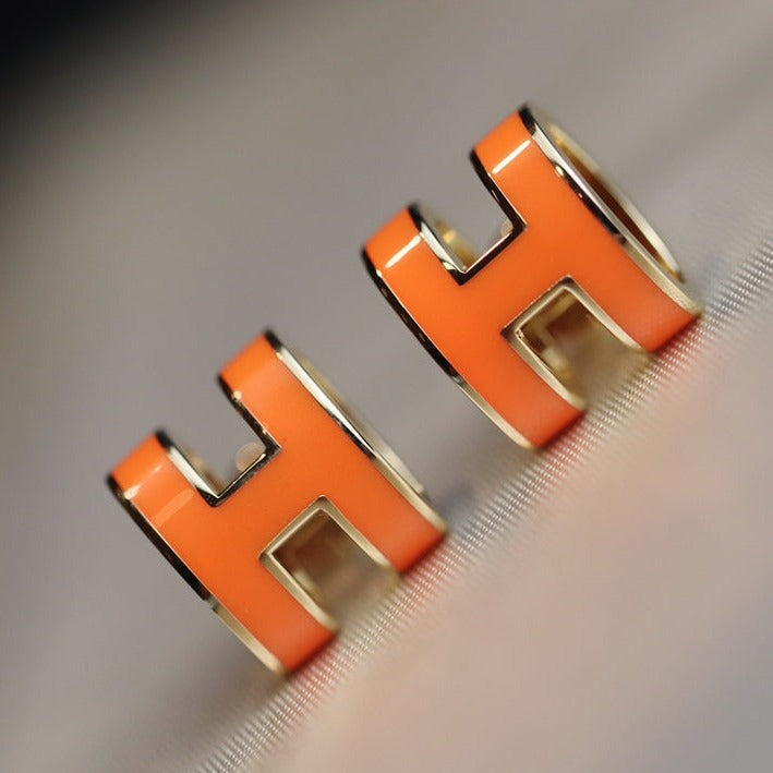 [Zalyn]MINI POP H EARRINGS ORANGE