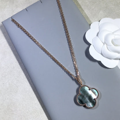 [Zalyn Jewelry ]CLOVER 25MM GOLD DARK MOP BIG CLOVER NECKLACE