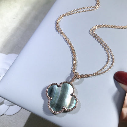 [Zalyn Jewelry ]CLOVER 25MM GOLD DARK MOP BIG CLOVER NECKLACE