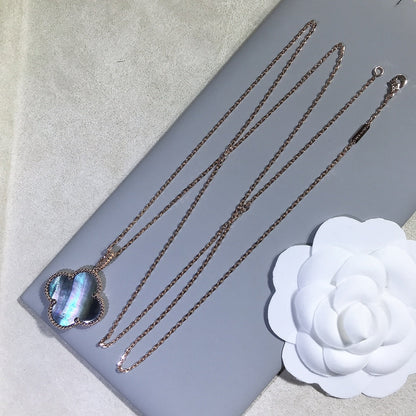[Zalyn Jewelry ]CLOVER 25MM GOLD DARK MOP BIG CLOVER NECKLACE