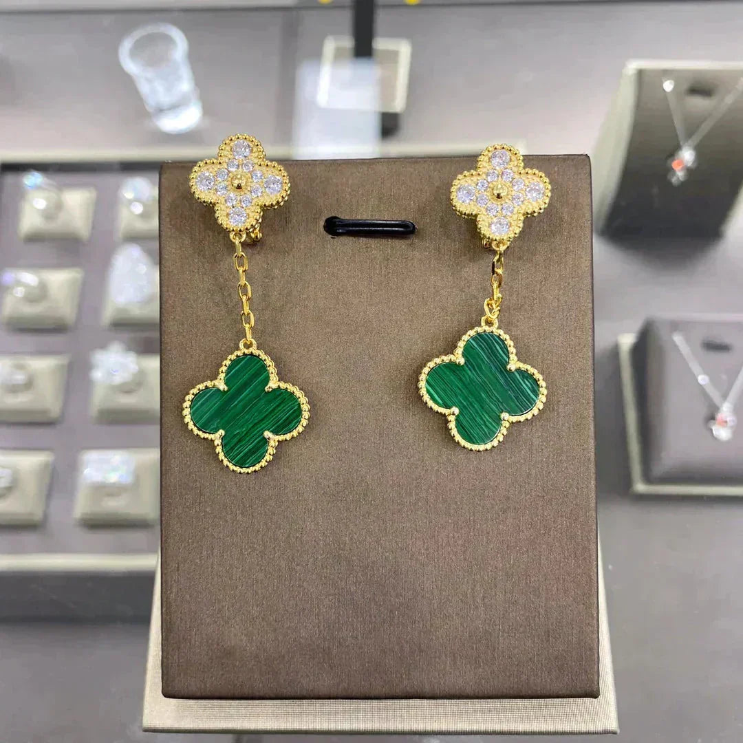 [Zalyn Jewelry ]CLOVER  2 MOTIFS  DIAMOND  EARRINGS (MULTIPLE CHOICES?¡ä