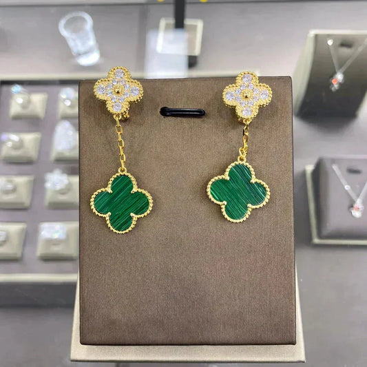 [Zalyn Jewelry ]CLOVER  2 MOTIFS  DIAMOND  EARRINGS (MULTIPLE CHOICES?¡ä