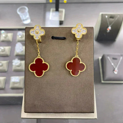 [Zalyn Jewelry ]CLOVER  2 MOTIFS  DIAMOND  EARRINGS (MULTIPLE CHOICES?¡ä