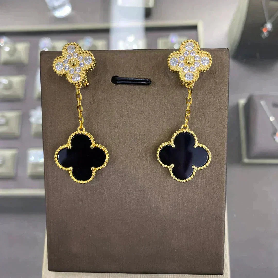 [Zalyn Jewelry ]CLOVER  2 MOTIFS  DIAMOND  EARRINGS (MULTIPLE CHOICES?¡ä