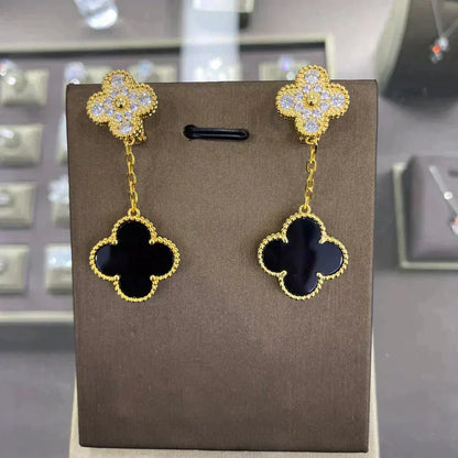 [Zalyn Jewelry ]CLOVER  2 MOTIFS  DIAMOND  EARRINGS (MULTIPLE CHOICES?¡ä