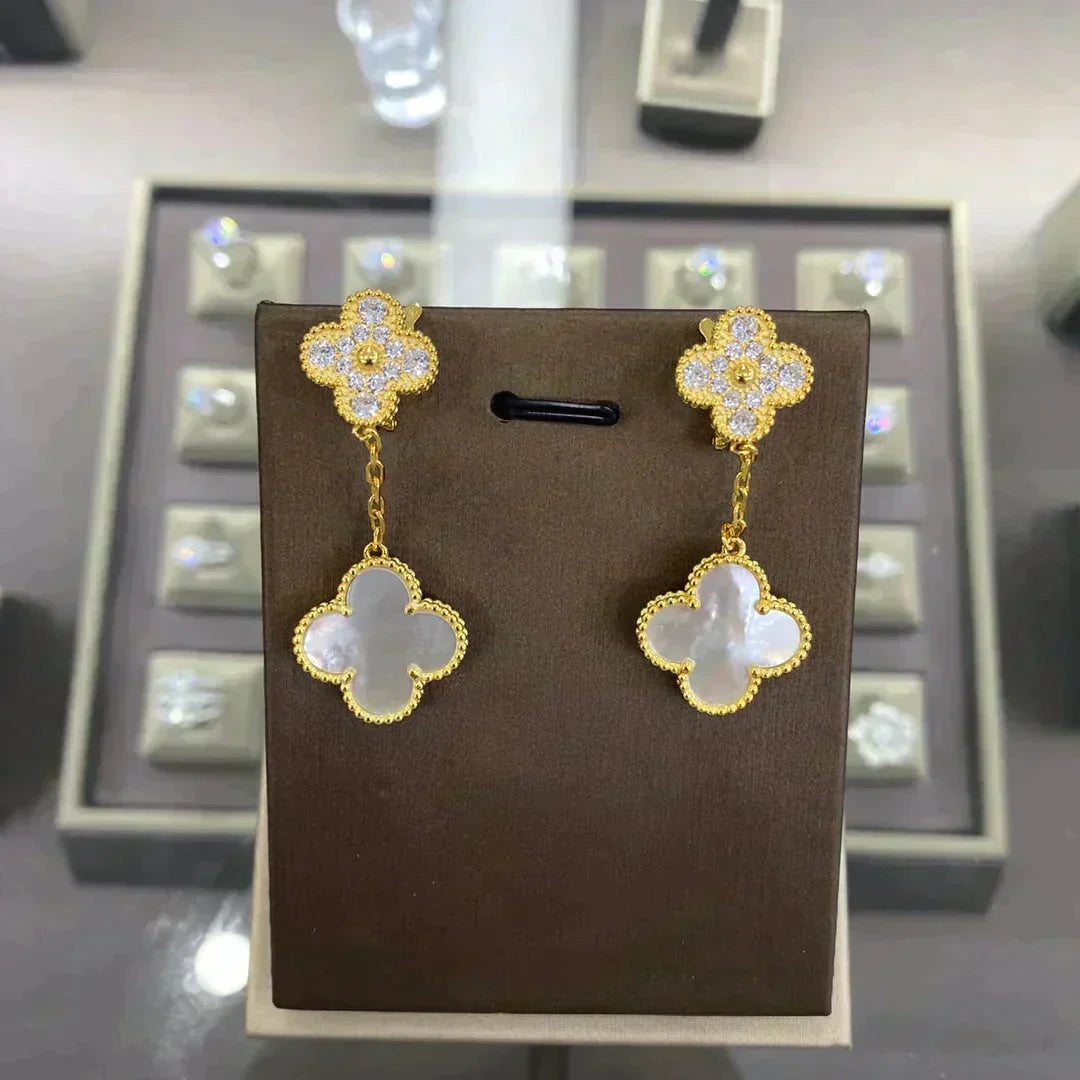 [Zalyn Jewelry ]CLOVER  2 MOTIFS  DIAMOND  EARRINGS (MULTIPLE CHOICES?¡ä