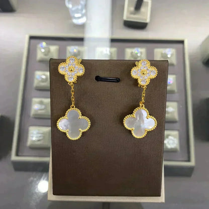 [Zalyn Jewelry ]CLOVER  2 MOTIFS  DIAMOND  EARRINGS (MULTIPLE CHOICES?¡ä