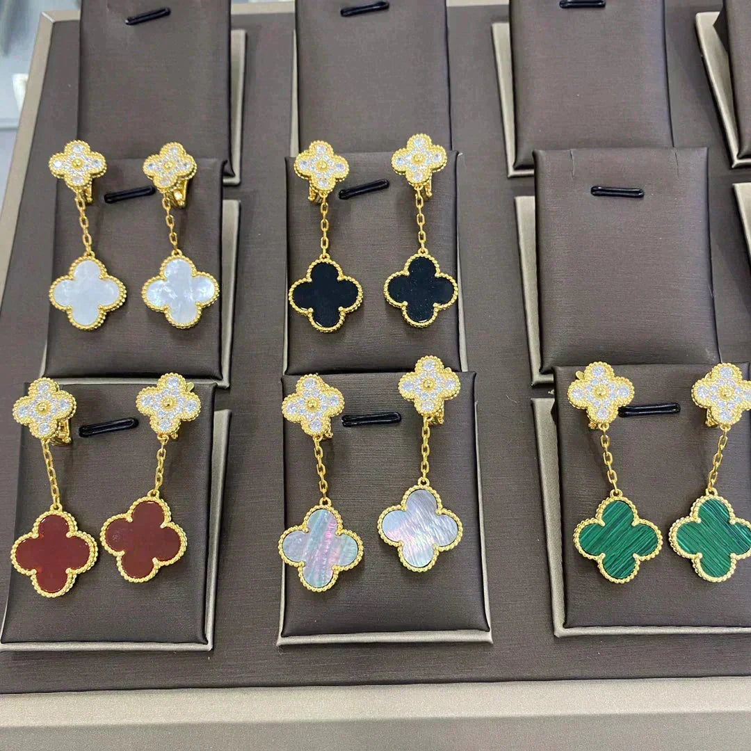 [Zalyn Jewelry ]CLOVER  2 MOTIFS  DIAMOND  EARRINGS (MULTIPLE CHOICES?¡ä