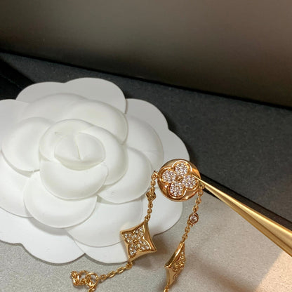 [Zalyn]STAR AND SUN 4 MOTIFS GOLD DIAMONDS BRACELET