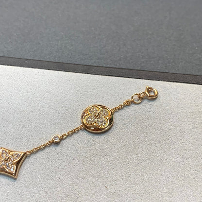 [Zalyn]STAR AND SUN 4 MOTIFS GOLD DIAMONDS BRACELET