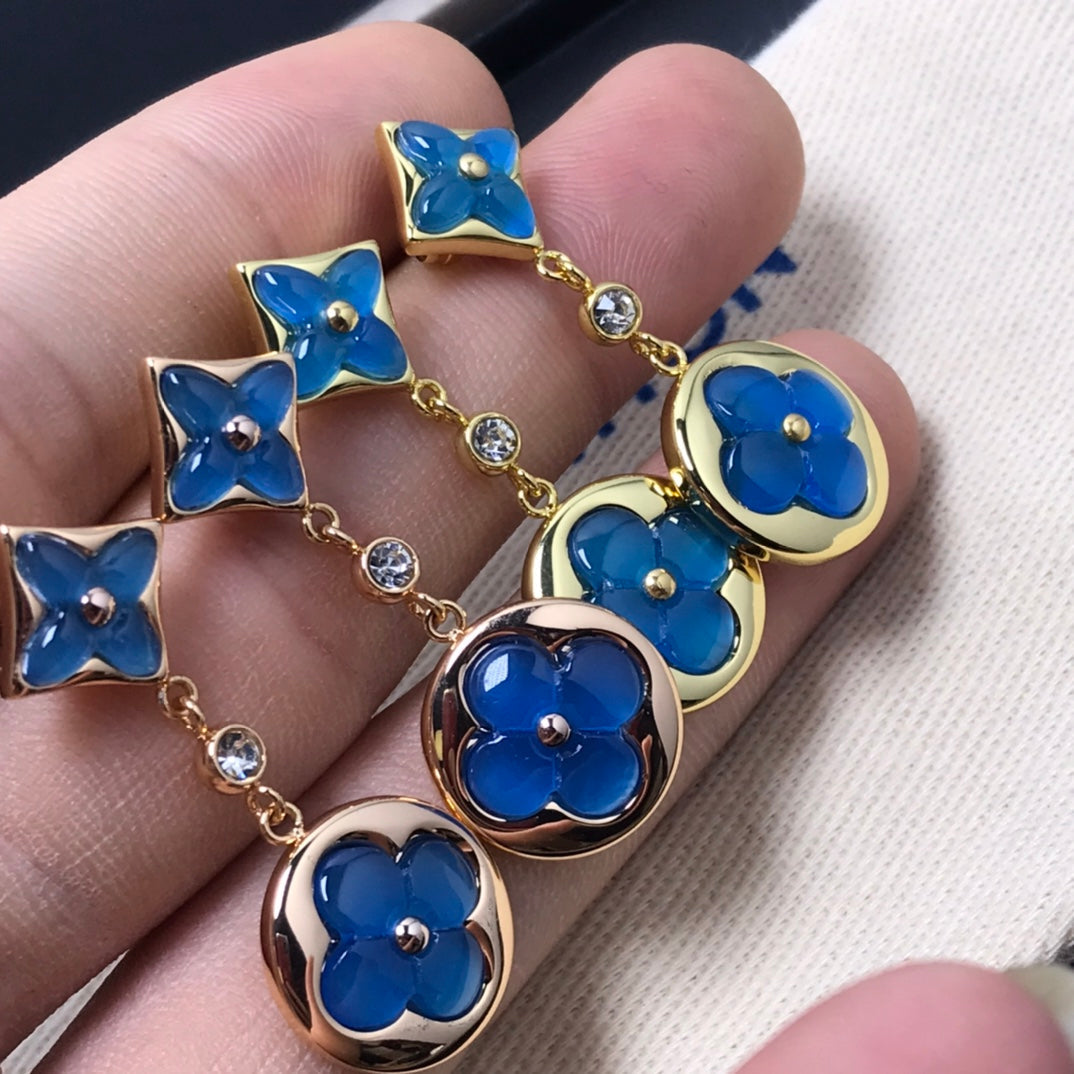 [Zalyn]STAR AND SUN AGATE DIAMOND EARRINGS