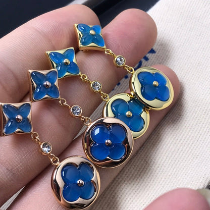 [Zalyn]STAR AND SUN AGATE DIAMOND EARRINGS