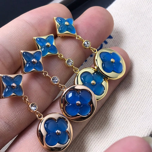 [Zalyn]STAR AND SUN AGATE DIAMOND EARRINGS