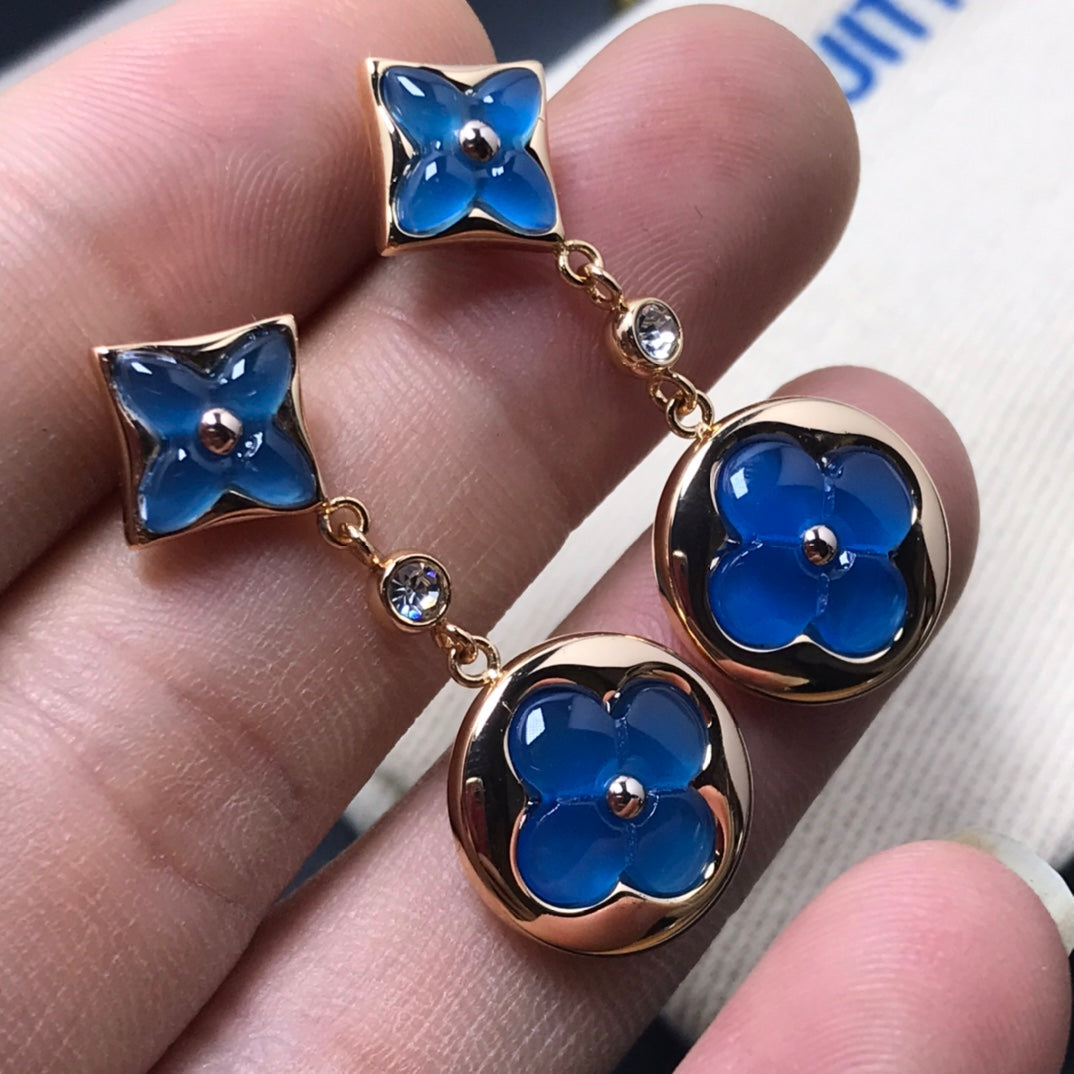 [Zalyn]STAR AND SUN AGATE DIAMOND EARRINGS