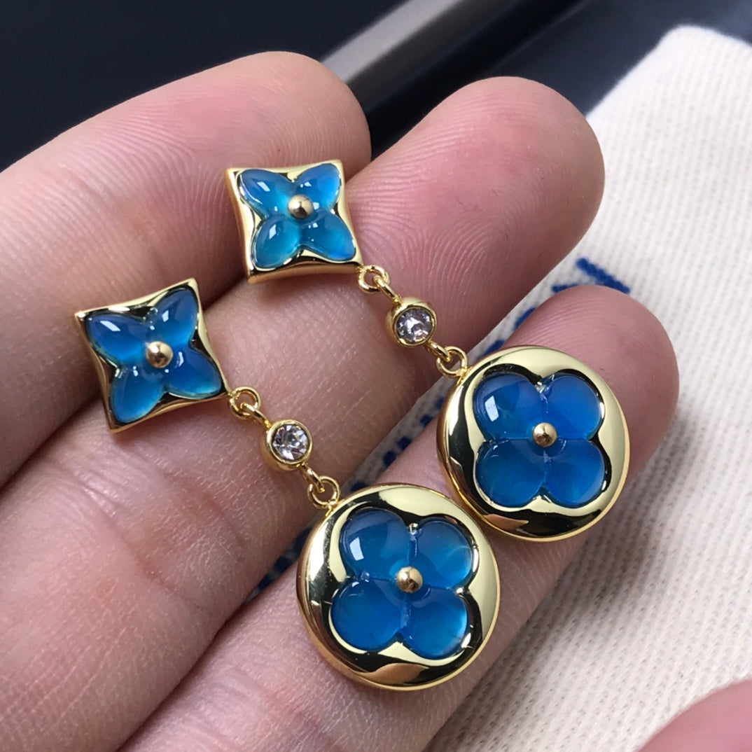 [Zalyn]STAR AND SUN AGATE DIAMOND EARRINGS