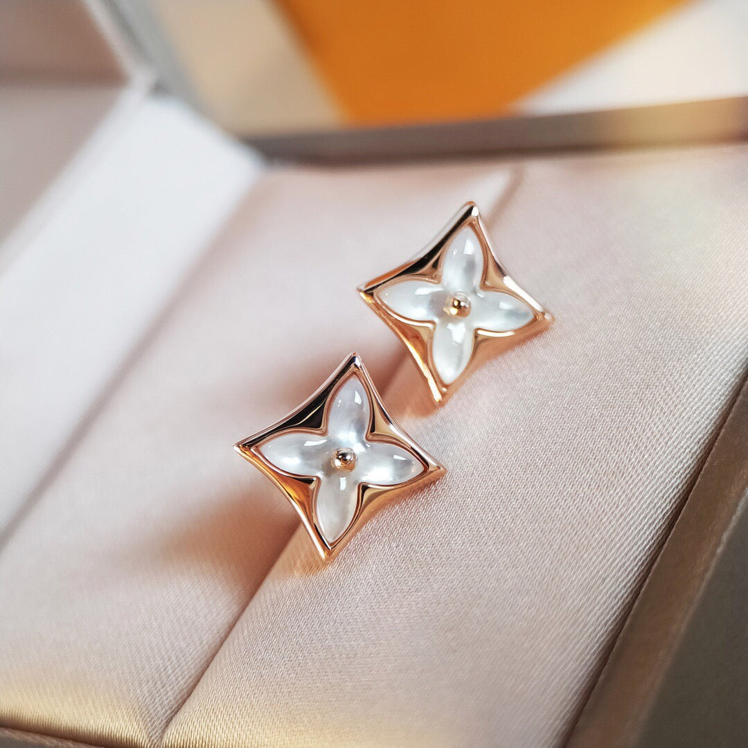 [Zalyn]STAR MOP ROSE GOLD EARRINGS