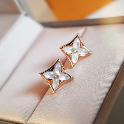 [Zalyn]STAR MOP ROSE GOLD EARRINGS