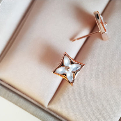 [Zalyn]STAR MOP ROSE GOLD EARRINGS