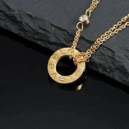 [Zalyn Jewelry ]LOVE NECKLACE 16MM 2 DIAMONDS