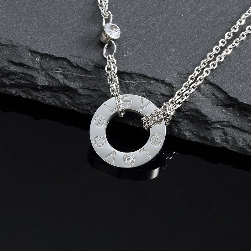 [Zalyn Jewelry ]LOVE NECKLACE 16MM 2 DIAMONDS