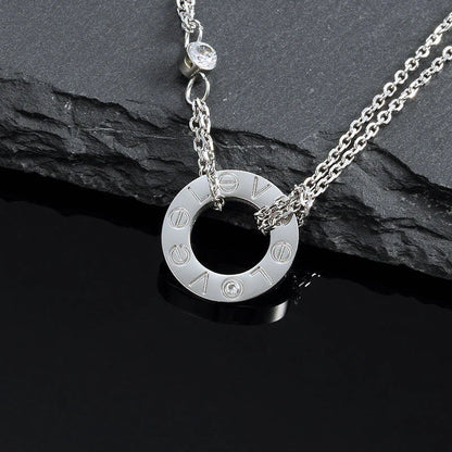 [Zalyn Jewelry ]LOVE NECKLACE 16MM 2 DIAMONDS