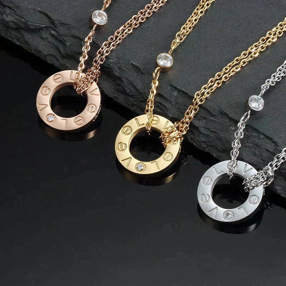 [Zalyn Jewelry ]LOVE NECKLACE 16MM 2 DIAMONDS