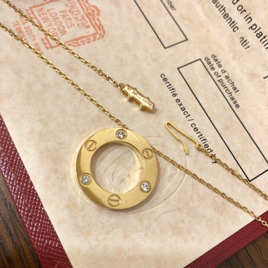 [Zalyn Jewelry ]LOVE NECKLACE 16MM 3 DIAMONDS