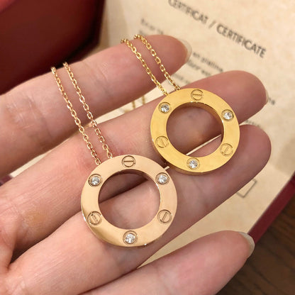 [Zalyn Jewelry ]LOVE NECKLACE 16MM 3 DIAMONDS