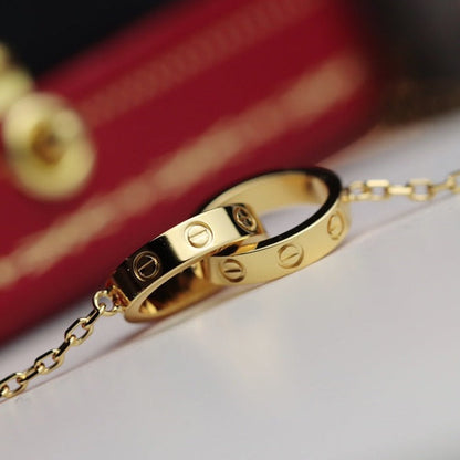 [Zalyn Jewelry ]LOVE NECKLACE DOUBLE RING GOLD
