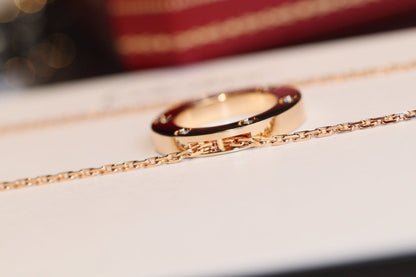 [Zalyn Jewelry ]LOVE NECKLACE 16MM 6 DIAMONDS PINK GOLD