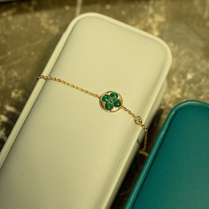 [Zalyn]SUN MALACHITE 1 DIAMOND ROSE GOLD BRACELET