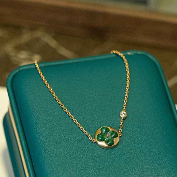 [Zalyn]SUN MALACHITE 1 DIAMOND ROSE GOLD BRACELET