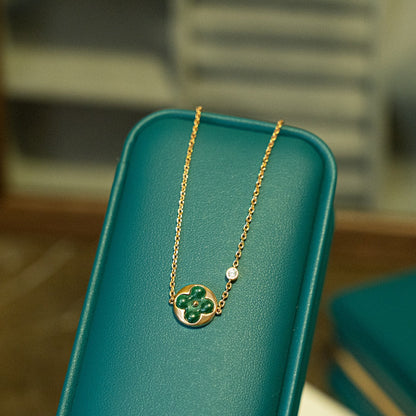 [Zalyn]SUN MALACHITE 1 DIAMOND ROSE GOLD BRACELET