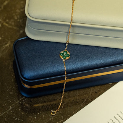 [Zalyn]SUN MALACHITE 1 DIAMOND ROSE GOLD BRACELET