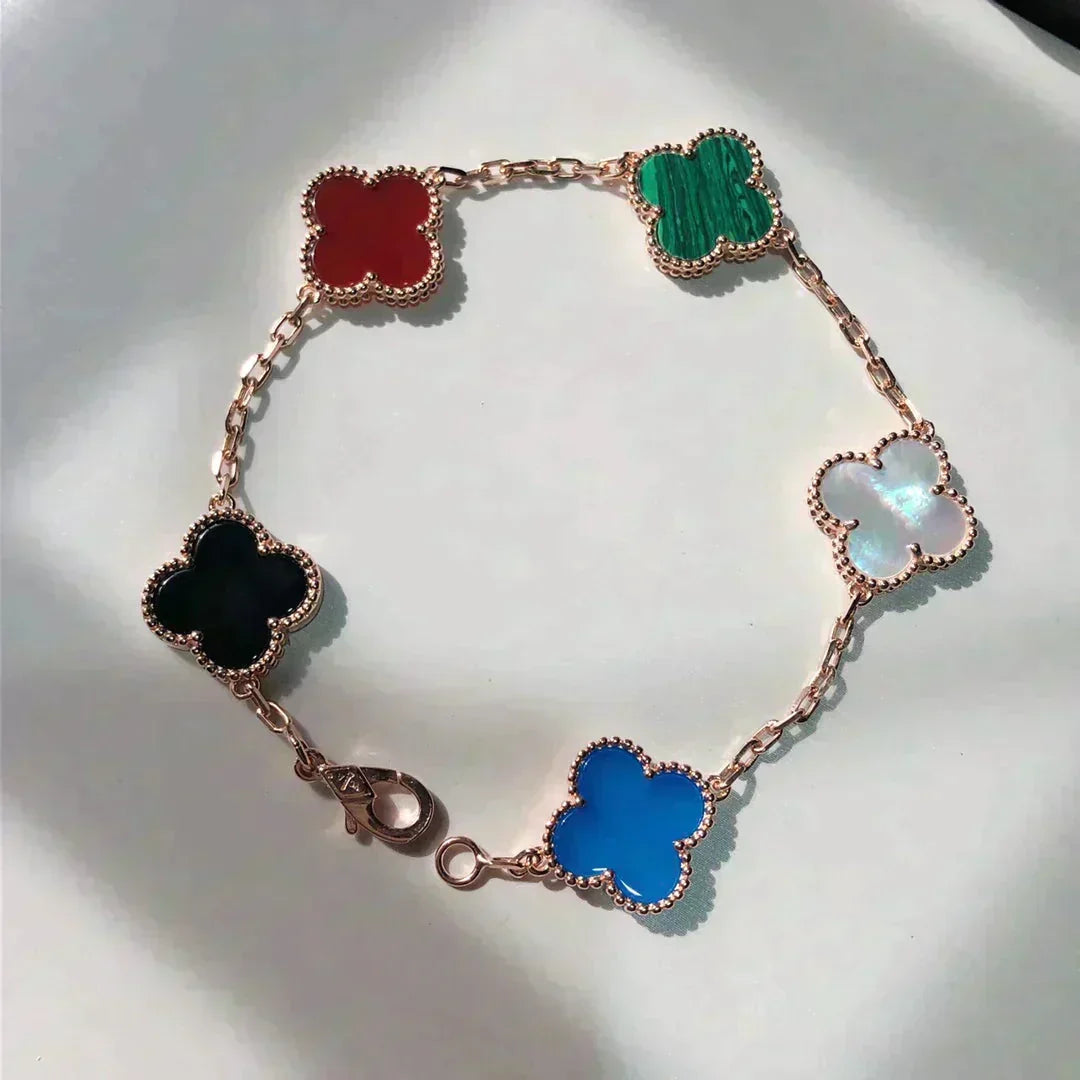 [Zalyn Jewelry ]CLOVER 5 MOTIFS MULTICOLOR BRACELET