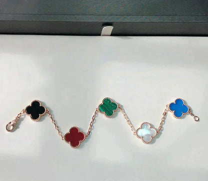 [Zalyn Jewelry ]CLOVER 5 MOTIFS MULTICOLOR BRACELET