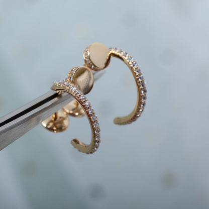 [Zalyn Jewelry ]JUSTE EARRINGS 12.75MM PINK GOLD DIAMOND