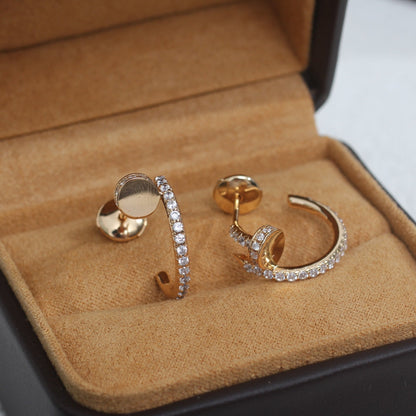 [Zalyn Jewelry ]JUSTE EARRINGS 12.75MM PINK GOLD DIAMOND