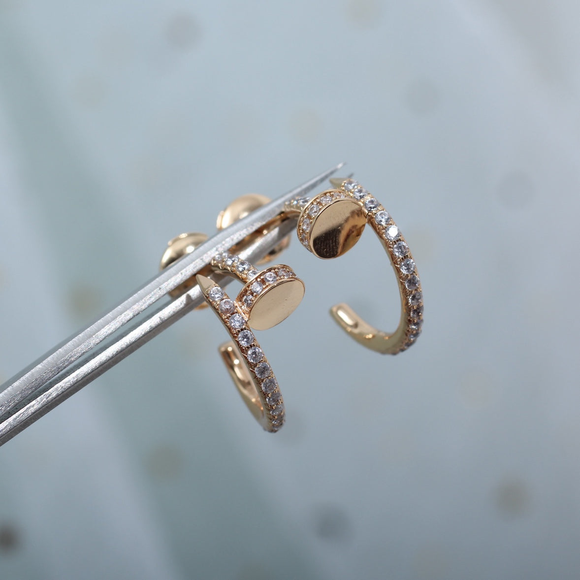 [Zalyn Jewelry ]JUSTE EARRINGS 12.75MM PINK GOLD DIAMOND