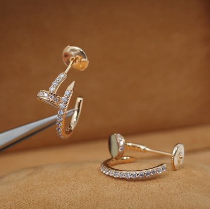 [Zalyn Jewelry ]JUSTE EARRINGS 12.75MM PINK GOLD DIAMOND